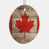 Ornement En Céramique Ancien drapeau canadien en bois (Droite)