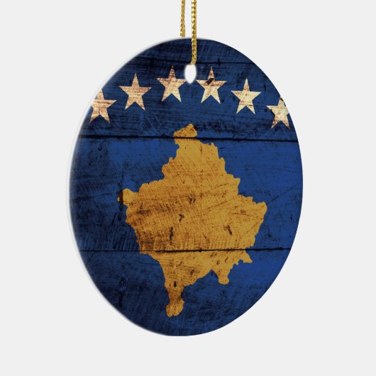 Ornement En Céramique Ancien drapeau du Kosovo en bois (Droite)