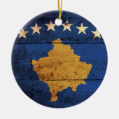 Ornement En Céramique Ancien drapeau du Kosovo en bois (Devant)