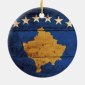 Ornement En Céramique Ancien drapeau du Kosovo en bois (Dos)