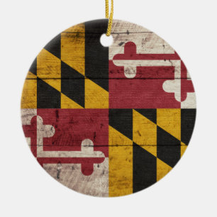 Ornement En Céramique Ancien drapeau du Maryland en bois