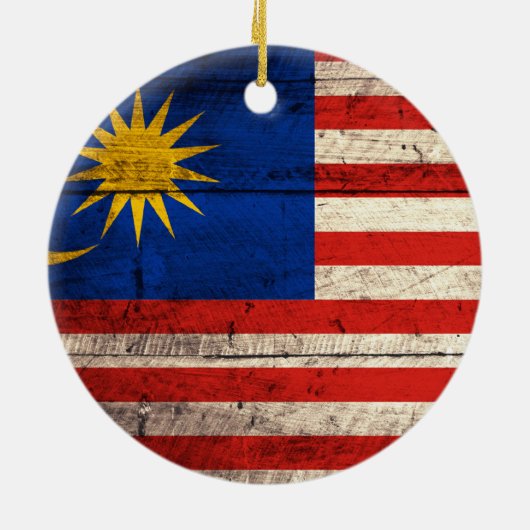 Ornement En Céramique Ancien drapeau en bois de Malaisie (Dos)