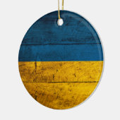 Ornement En Céramique Ancien drapeau ukrainien en bois (Gauche)