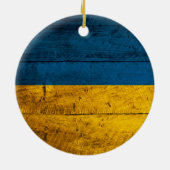 Ornement En Céramique Ancien drapeau ukrainien en bois (Dos)