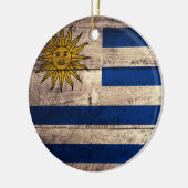 Ornement En Céramique Ancien drapeau Uruguay en bois (Gauche)