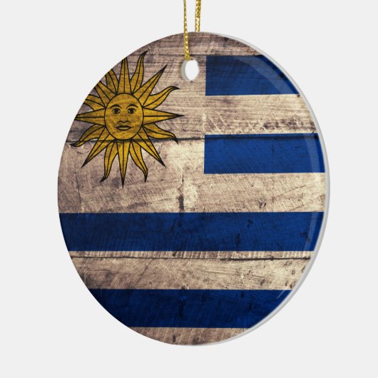 Ornement En Céramique Ancien drapeau Uruguay en bois (Gauche)
