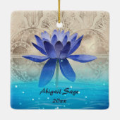 Ornement En Céramique Ancienne Egypte Styled Magic Blue Lotus Flower (Dos)