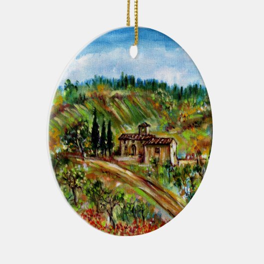 ORNEMENT EN CÉRAMIQUE ANCIENNE FERME EN PAYSAGE TOSCANE (Droite)