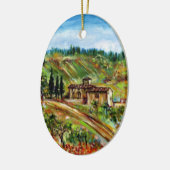 ORNEMENT EN CÉRAMIQUE ANCIENNE FERME EN PAYSAGE TOSCANE (Gauche)