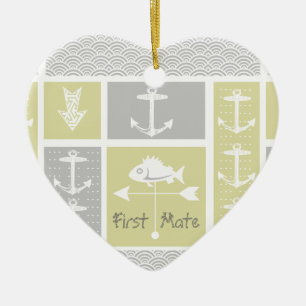 Ornement En Céramique Ancre marine jaune et gris Vane météorologique