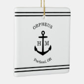 Ornement En Céramique Ancre nautique personnalisée (blanc et noir) (Droite)