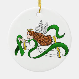 Ornement En Céramique Ange de conscience "de ruban vert"