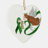 Ornement En Céramique Ange de conscience "de ruban vert" (Droite)