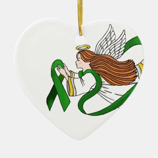 Ornement En Céramique Ange de conscience "de ruban vert" (Devant)