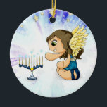 Ornement En Céramique Ange de Menorah<br><div class="desc">Illustrations originales par Thedustyphoenix. http://www/thedustyphoenix.com</div>