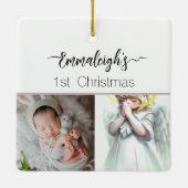 Ornement En Céramique Ange de prière 1er Noël Entièrement Personnalisé (Dos)