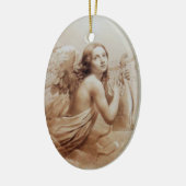 ORNEMENT EN CÉRAMIQUE ANGE JOUER LYRA SUR LES NUAGES (Gauche)