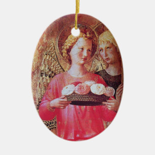 Ornement En Céramique ANGEL AVEC ROSE Améthyste rose Pierre Gem