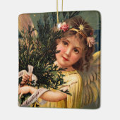 Ornement En Céramique Angel avec une Armful of Christmas Greenery (Gauche)