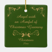 Ornement En Céramique Angel avec une Armful of Christmas Greenery (Dos)