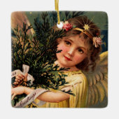 Ornement En Céramique Angel avec une Armful of Christmas Greenery (Devant)