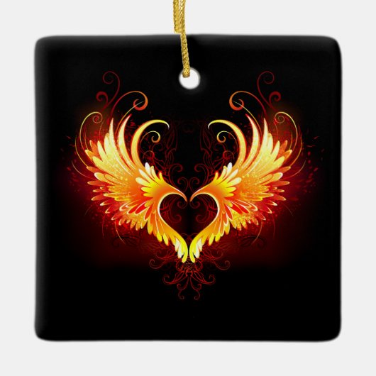 Ornement En Céramique Angel Fire Heart with Wings (Devant)