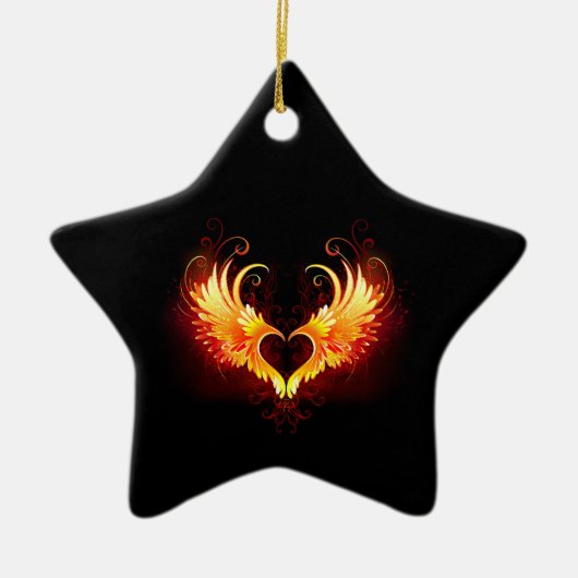 Ornement En Céramique Angel Fire Heart with Wings (Devant)