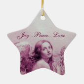 Ornement En Céramique ANGEL PLAYING LYRA OVER THE CLOUDS Pink Star (Dos)