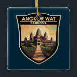 Ornement En Céramique Angkor Vat Cambodge Travel Art Vintage<br><div class="desc">Image vectorielle Angkor Vat. Angkor Wat est un complexe de temples au Cambodge qui est considéré comme la plus grande structure religieuse au monde par Guinness World Records. Il est situé dans l'ancienne capitale khmère d'Angkor,  dans le nord du Cambodge.</div>