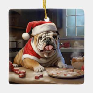 Ornement En Céramique Anglais Bulldog Christmas Cookies Holiday