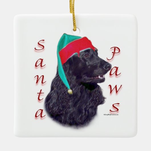 Ornement En Céramique Anglais Cocker Spaniel (noir) Père Noël Paws (Devant)