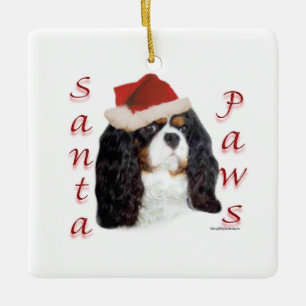 Ornement En Céramique Anglais Toy Spaniel (prince) Père Noël Paws