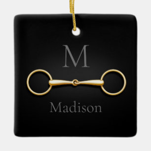 Ornement En Céramique Anneau d'or Loose Snaffle Bit Équestre monogrammé