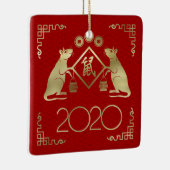 Ornement En Céramique Année chinoise du rat 2020 (Droite)