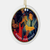 Ornement En Céramique Année et nom de famille personnalisés Noël (Droite)