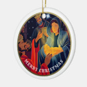 Ornement En Céramique Année et nom de famille personnalisés Noël (Gauche)