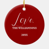 Ornement En Céramique Année et nom de famille personnalisés Noël (Dos)