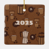 Ornement En Céramique Anniversaire drôle Café Noël (Dos)