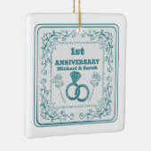 Ornement En Céramique Anniversaire Floral mariage année personnalisable (Droite)