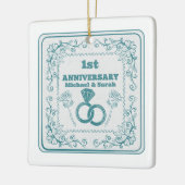 Ornement En Céramique Anniversaire Floral mariage année personnalisable (Gauche)