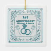 Ornement En Céramique Anniversaire Floral mariage année personnalisable (Dos)