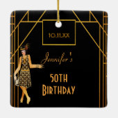 Ornement En Céramique Anniversaire noir or 1920 style art déco rétro (Dos)