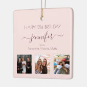 Ornement En Céramique Anniversaire rose or blush ami photo (Gauche)
