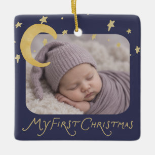 Ornement En Céramique Annonce de naissance de bébé pour Noël Golden Star