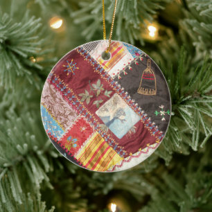 Ornement En Céramique Antique, époque victorienne, Carré de courtepointe