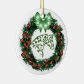 ORNEMENT EN CÉRAMIQUE APPALOOSA ROUGE ET VERT D'ARC VERT (Droite)