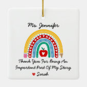 Ornement En Céramique Appréciation de l'enseignant avec message de Merci (Dos)