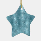 Ornement En Céramique Aqua Blue Glitzy Parties scintillant Peacock Plume (Droite)