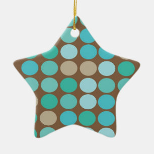 Ornement En Céramique Aqua Blue Teal & Brown Dots Modern Ornament