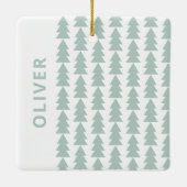 Ornement En Céramique Aqua géométrique moderne bleu sapin de Noël (Dos)